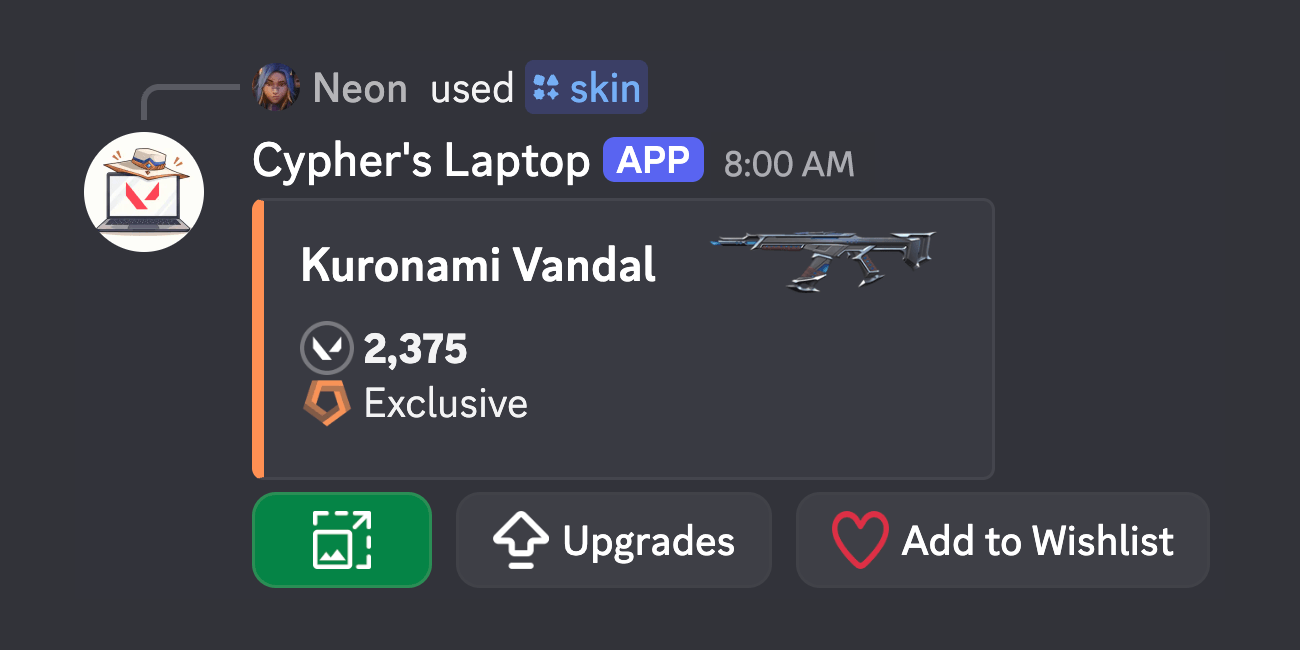The /skin command showing the Spectrum Phantom